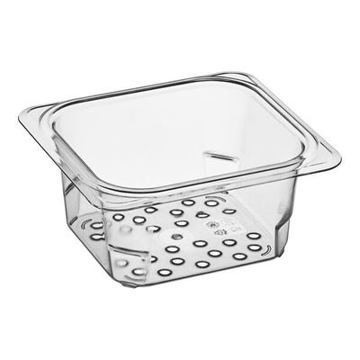 Cambro Camwear One Sixth Size 3 Inch Colander Food Pan Clear ( Case of 6 )