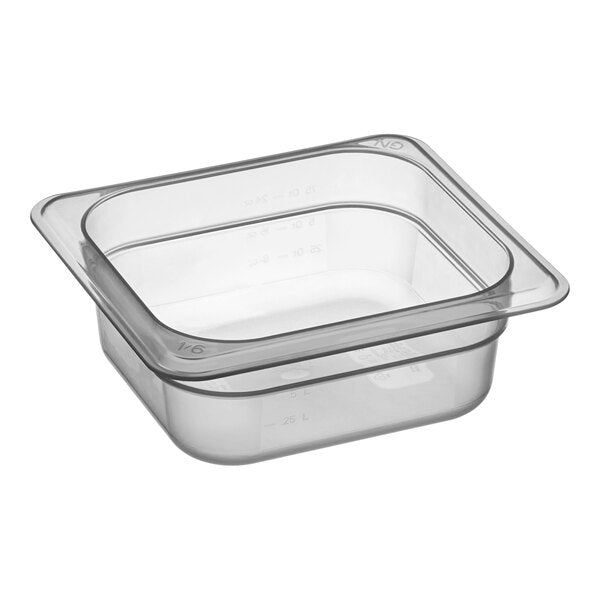 Cambro Camwear One Sixth Size Food Pan 2 Inch Deep Clear Polycarbonate Food Pan ( case of 6 )