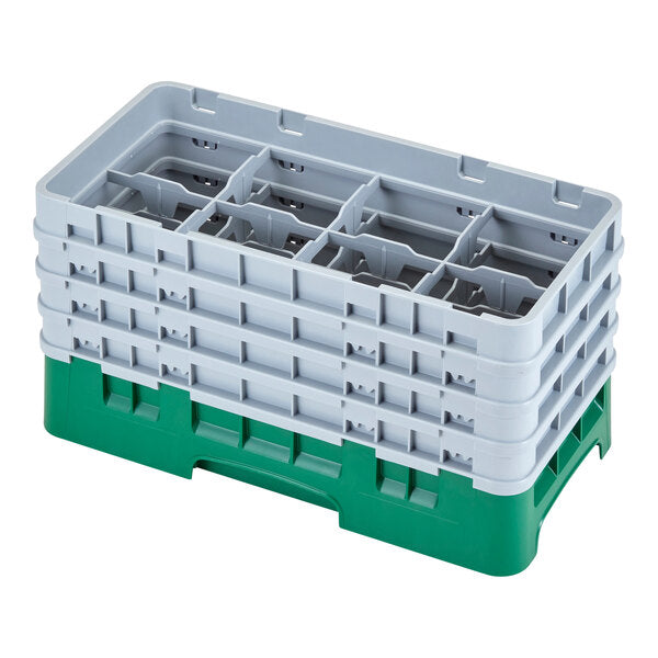Cambro Camrack® 8-Compartment 8 1/2" Half Size Glass Rack with 4 Extenders
