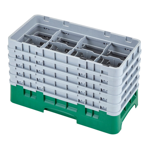 Cambro Camrack® 8-Compartment 10 1/8" Half Size Glass Rack with 5 Extenders