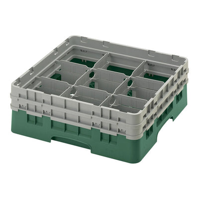 Cambro Camrack® Customizable 9-Compartment 5 1/4" Glass Rack with 2 Extenders