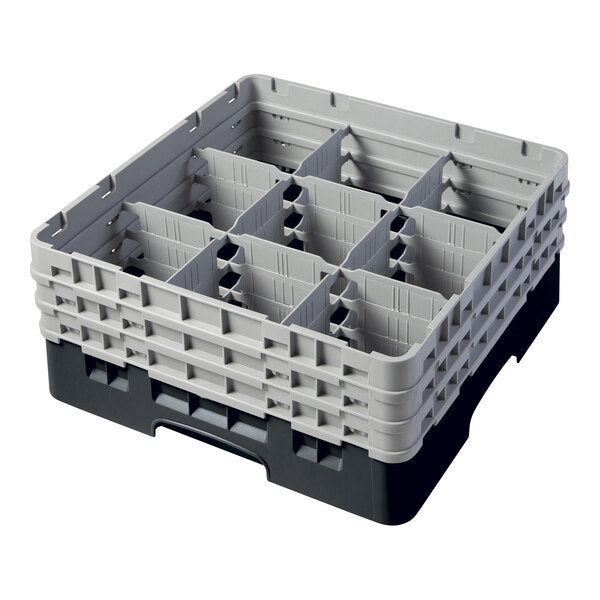 Cambro Camrack® 9-Compartment 6 7/8" Glass Rack with 3 Extenders
