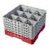 Cambro Camrack® Customizable 9-Compartment 10 1/8" Glass Rack with 5 Extenders