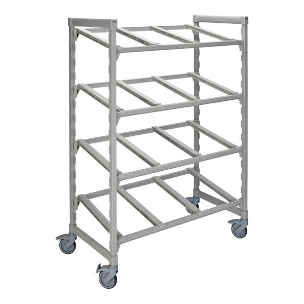 Cambro Camshelving Premium Flex Station Mobile Shelving Unit with Single Accessory Rail 24"X 48"X 67"– Speckled Gray