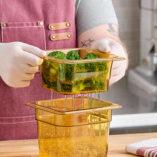 Cambro H Pan One Sixth Size 3 Inch Colander Food Pan Amber ( Case of 6 )
