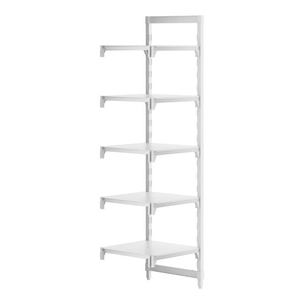 Cambro Camshelving Premium 5-Shelf Solid Add-On Shelving Unit – Speckled Gray