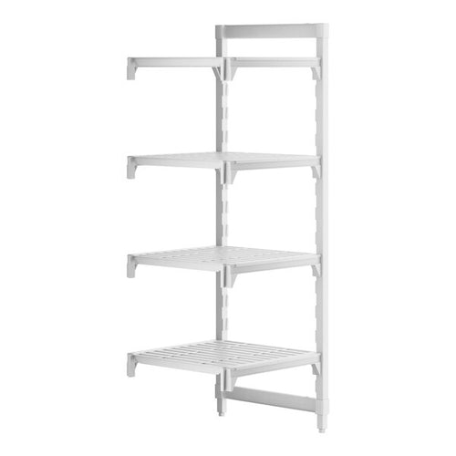 Cambro Camshelving Premium 4-Shelf Vented Add-On Shelving Unit – Speckled Gray
