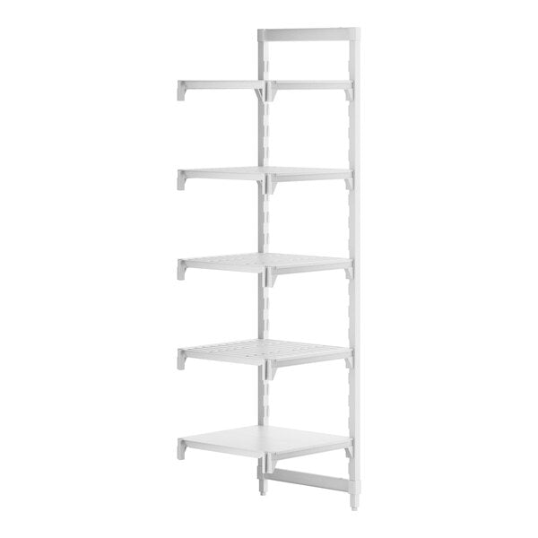 Cambro Camshelving Premium 5-Shelf Vented & Solid Add-On Shelving Unit – Speckled Gray