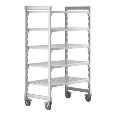 Cambro Camshelving Premium 5-Shelf Vented Mobile Shelving Unit – Speckled Gray
