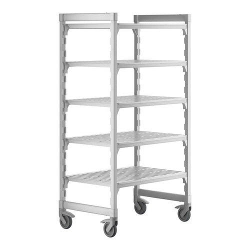 Cambro Camshelving Premium 5-Shelf Vented Mobile Shelving Unit – Speckled Gray