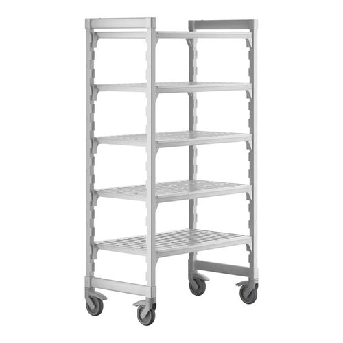 Cambro Camshelving Premium 5-Shelf Vented Mobile Shelving Unit – Speckled Gray