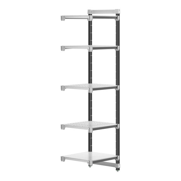 Cambro Camshelving Elements 5-Shelf Vented & Solid Add-On Shelving Unit – Speckled Gray