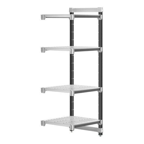 Cambro Camshelving Elements 4-Shelf Vented Add-On Shelving Unit – Speckled Gray