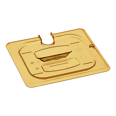 Cambro H Pan One Sixth Size Food Pan Lid with Handle and Spoon Notch Amber ( Case of 6 )