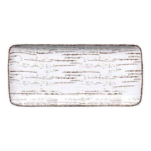 Ariane Tornado White Matte 14 1/6'' x 6 1/2'' Rectangular Porcelain Plate ( Case Of 6 )
