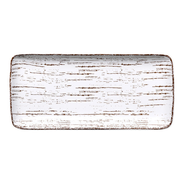 Ariane Tornado White Matte 14 1/6'' x 6 1/2'' Rectangular Porcelain Plate ( Case Of 6 )