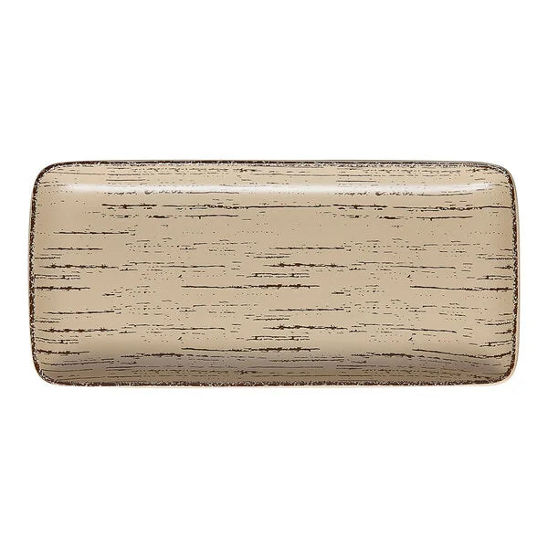 Ariane Tornado 14 1/6" x 6 1/2" Sand Dollar Rectangular Porcelain Plate ( Case Of 6 )