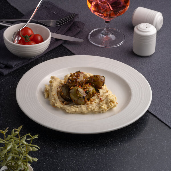 Ariane Eclipse Round Embossed Wide Rim Flat Porcelain Plate ( Case Of 12 )