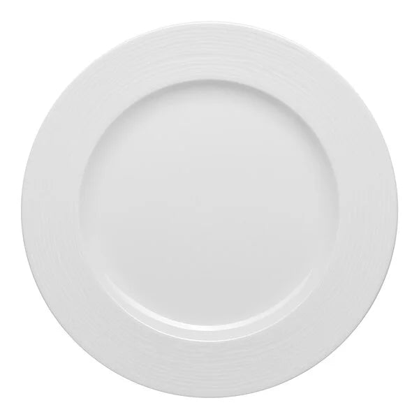 Ariane Eclipse Round Embossed Wide Rim Flat Porcelain Plate ( Case Of 6)