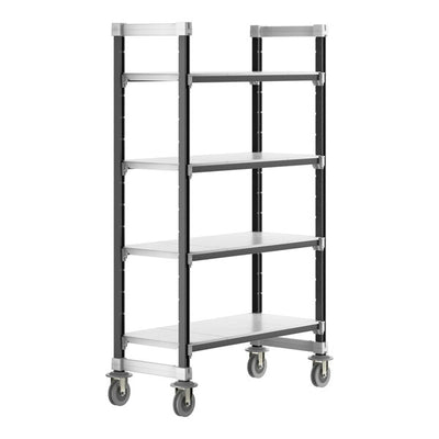 Cambro Camshelving Elements Heavy Duty 4-Shelf Solid Mobile Shelving Unit – Speckled Gray