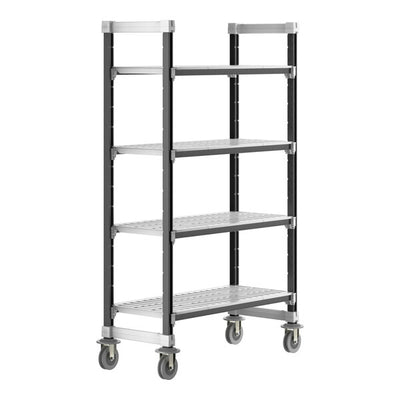 Cambro Camshelving Elements Heavy Duty 4-Shelf Vented Mobile Shelving Unit – Speckled Gray