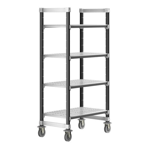 Cambro Camshelving Elements Heavy Duty 4-Shelf Vented Mobile Shelving Unit – Speckled Gray