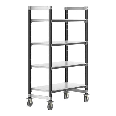 Cambro Camshelving Elements Heavy Duty 4-Shelf Solid Mobile Shelving Unit – Speckled Gray