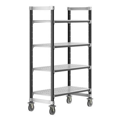 Cambro Camshelving Elements Heavy Duty 4-Shelf Vented Mobile Shelving Unit – Speckled Gray