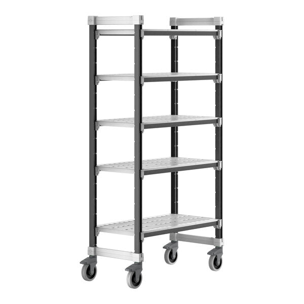 Cambro Camshelving Elements 5-Shelf Vented Mobile Shelving Unit – Speckled Gray