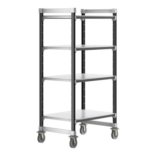 Cambro Camshelving Elements Heavy Duty 4-Shelf Solid Mobile Shelving Unit – Speckled Gray