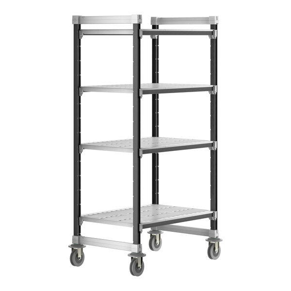 Cambro Camshelving Elements Heavy Duty 4-Shelf Vented Mobile Shelving Unit – Speckled Gray