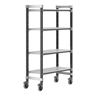 Cambro Camshelving Elements 4-Shelf Vented Mobile Shelving Unit – Speckled Gray