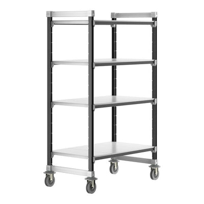 Cambro Camshelving Elements Heavy Duty 4-Shelf Solid Mobile Shelving Unit – Speckled Gray