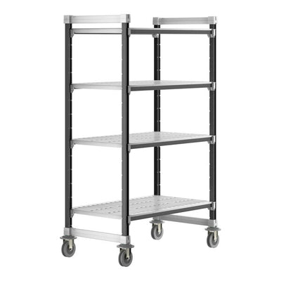 Cambro Camshelving Elements Heavy Duty 4-Shelf Vented Mobile Shelving Unit – Speckled Gray