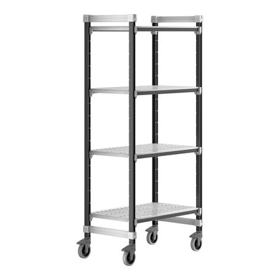 Cambro Camshelving Elements 4-Shelf Vented Mobile Shelving Unit – Speckled Gray