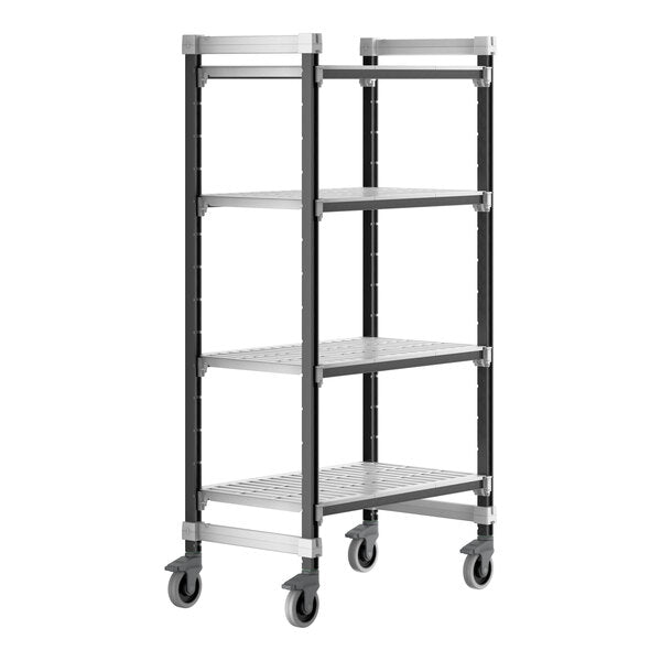 Cambro Camshelving Elements 4-Shelf Vented Mobile Shelving Unit – Speckled Gray