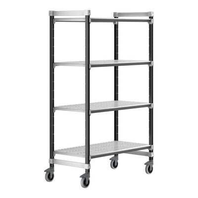 Cambro Camshelving Elements 4-Shelf Vented Mobile Shelving Unit – Speckled Gray