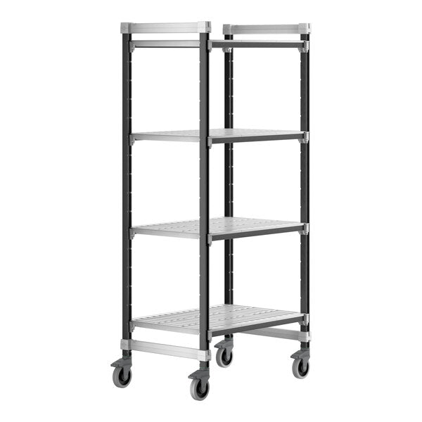 Cambro Camshelving Elements 4-Shelf Vented Mobile Shelving Unit – Speckled Gray