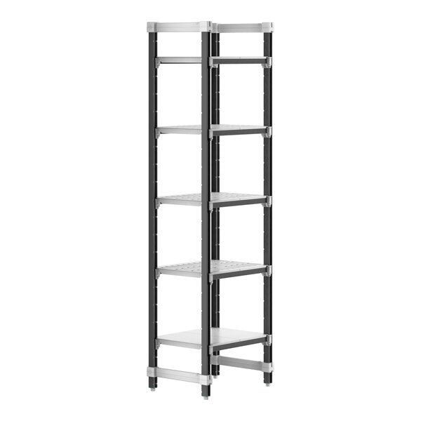 Cambro Camshelving Elements 5-Shelf Vented/Solid Starter Shelving Unit – Speckled Gray