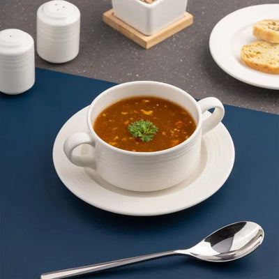 Ariane Eclipse 10 1/7 Oz Embossed Porcelain Soup Bowl with Handles ( Case Of 8 )