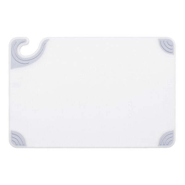San Jamar CBG121812WH Saf-T-Grip® 18" x 12" x 1/2" White Cutting Board with Hook
