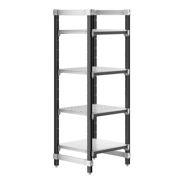Cambro Camshelving Elements 4-Shelf Vented/Solid Starter Shelving Unit – Speckled Gray