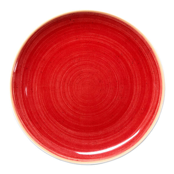 Ariane Twister Red Round Rimless Coupe Porcelain Plate ( Case Of 12 )