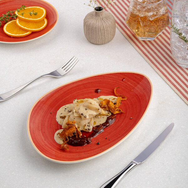 Ariane Twister Red 11 3/7" Triangular Coupe Porcelain Plate ( Case Of 6 )