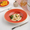 Ariane Twister Red 10 1/4" Round Wide Rim Porcelain Deep Plate ( Case Of 6 )