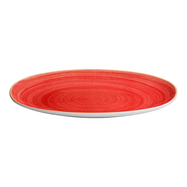 Ariane Twister Red 11 3/7" Red Oval Wide Rim Porcelain Bowl ( Case Of 6 )