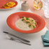 Ariane Twister Red 11 3/7" Red Oval Wide Rim Porcelain Bowl ( Case Of 6 )