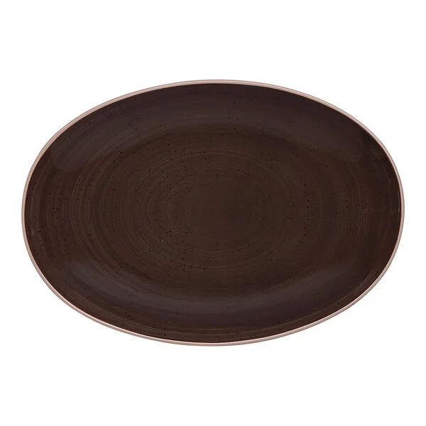 Ariane Twister 10 1/4" Mokka Oval Coupe Porcelain Plate ( Case Of 12 )