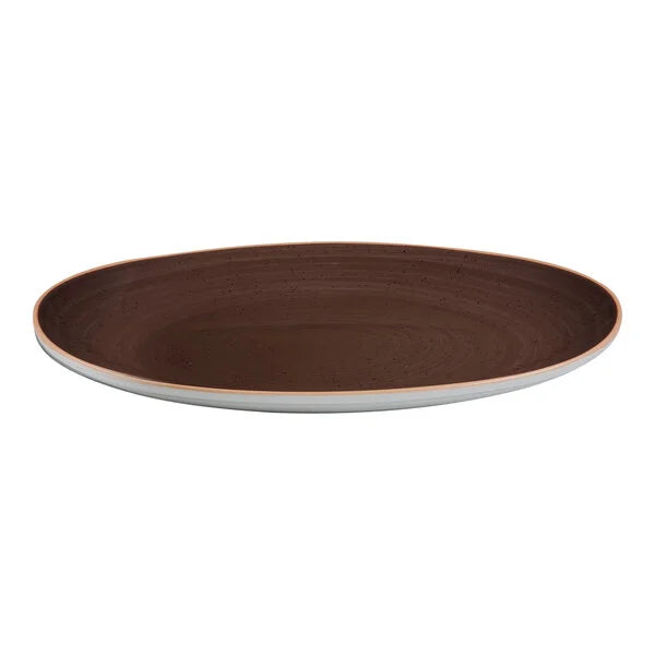 Ariane Twister 11 3/7" Mokka Oval Wide Rim Porcelain Bowl ( Case Of 6 )