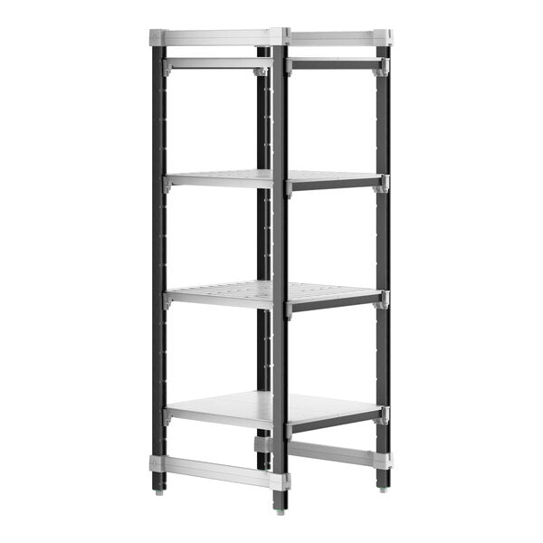 Cambro Camshelving Elements 4-Shelf Vented/Solid Starter Shelving Unit – Speckled Gray